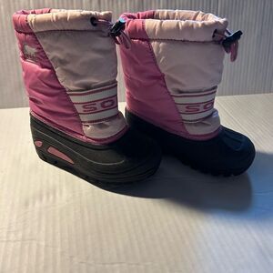 Sorrel Girls Pink Waterproof Lined Winter Snow Boots Size 10